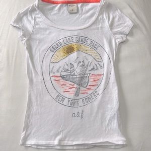 Abercrombie kids shirt sleeve camp T-shirt with raccoon canoeing